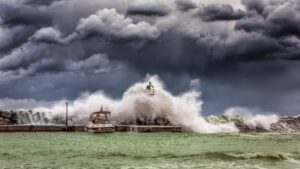 Flash floods with boat